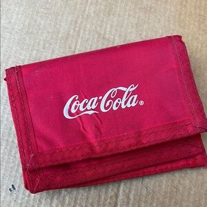 Coca-Cola Vintage Red Open Flap Wallet w/ Zipper Pocket Inside